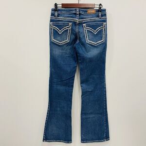 SHYANNE 29x32 Thick Stitch Rhinestone Medium Wash Boot Cut Jeans Short Western